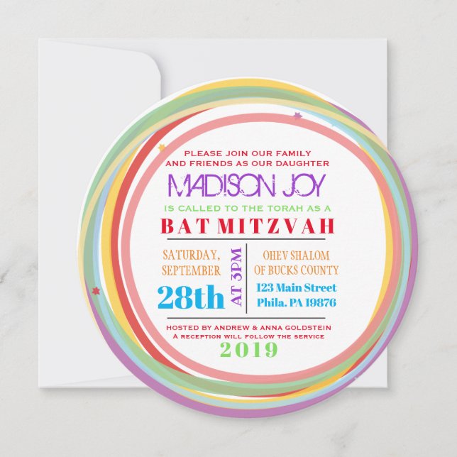 SIMPLE LINES Bat Bar Mitzvah Invitation (Front)