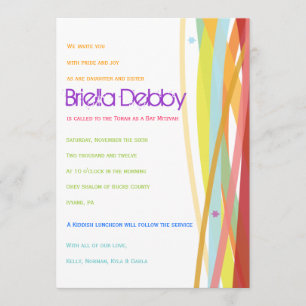 Simple Lines Bat Bar Mitzvah Invitation Invite