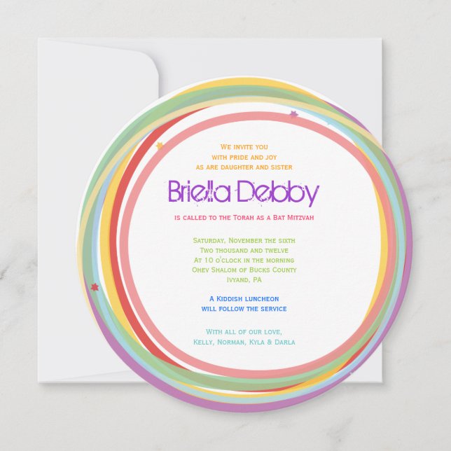 Simple Lines Bat Bar Mitzvah Invitation Invite (Front)