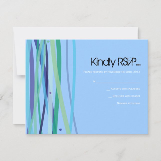 Simple Lines Bat Bar Mitzvah Reply Card (Front)