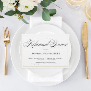 Simple Lines Calligraphy Elegant Rehearsal Dinner Invitation