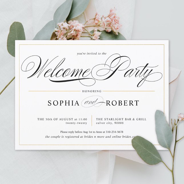 Simple Lines Calligraphy Elegant Welcome Party Invitation (Creator Uploaded)