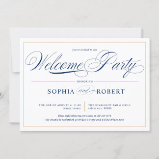 Simple Lines Calligraphy Elegant Welcome Party Invitation