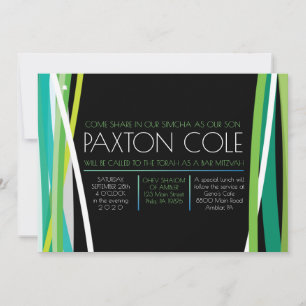 SIMPLE LINES in Green BAR MITZVAH Invitation