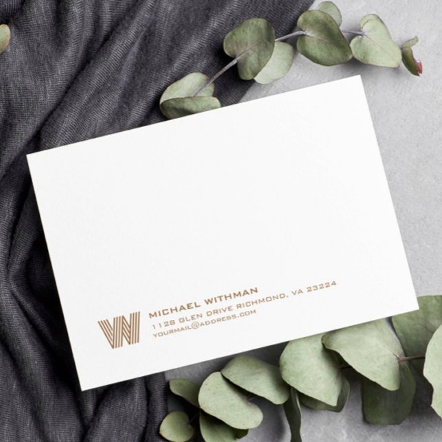 Simple Lines Monogram Initial Name Address Bronze Card (Creator Uploaded)