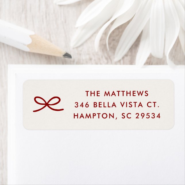 Simple Little Bow Christmas Return Address Label (Insitu)