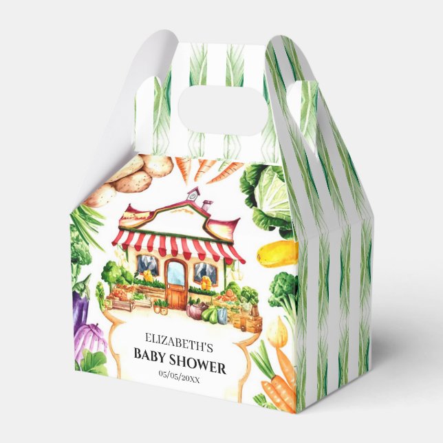 Simple Little Farmer's Market Baby Shower Favour Box (Front Side)