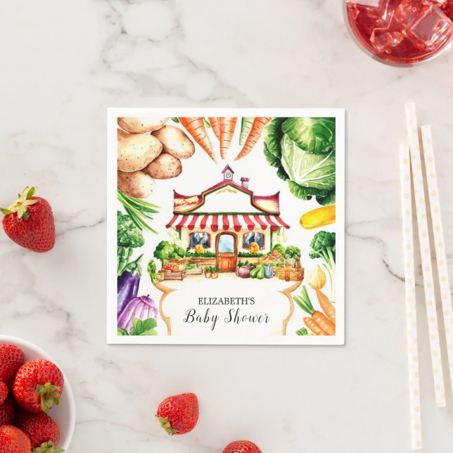 Simple Little Farmer's Market Baby Shower Napkin (Insitu)