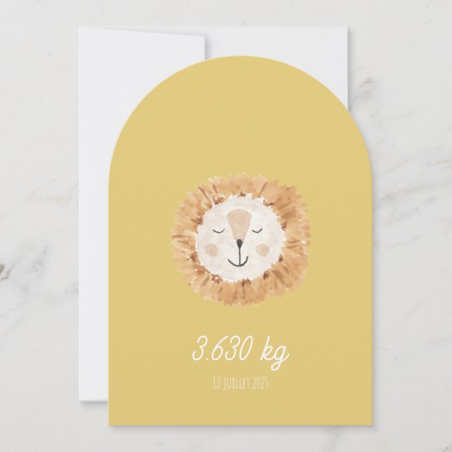 Simple Little Lion Birth Announcement (Front)