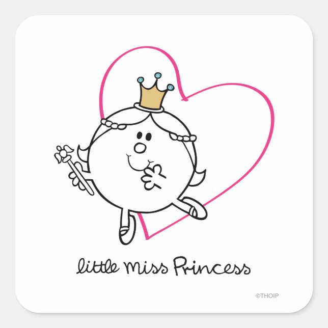 Simple Little Miss Princess | Pink Heart Square Sticker (Front)
