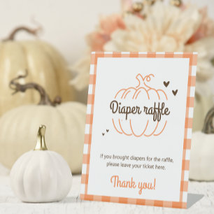 Simple Little Pumpkin Baby Shower Diaper Raffle Pedestal Sign