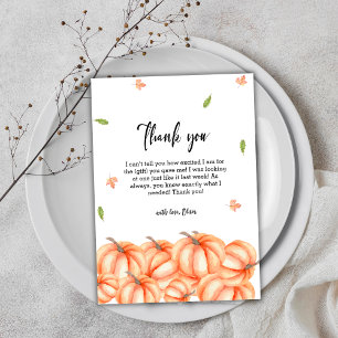 Simple Little Pumpkin Halloween Fall Baby Shower Thank You Card