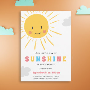 Simple Little Sunshine Kid First Birthday  Invitation