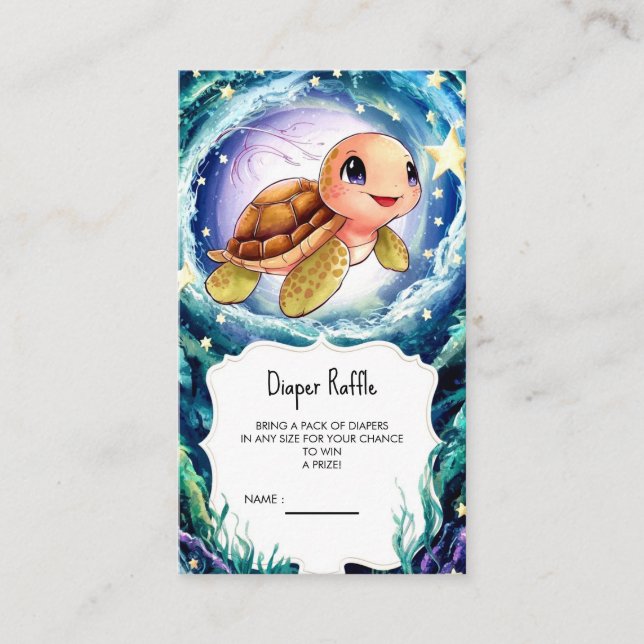 Simple Little Turtle Baby Shower Enclosure Card (Front)