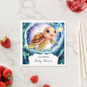 Simple Little Turtle Baby Shower Napkin