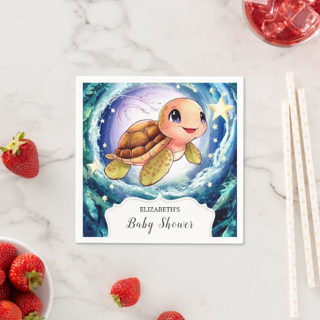 Simple Little Turtle Baby Shower Napkin (Insitu)