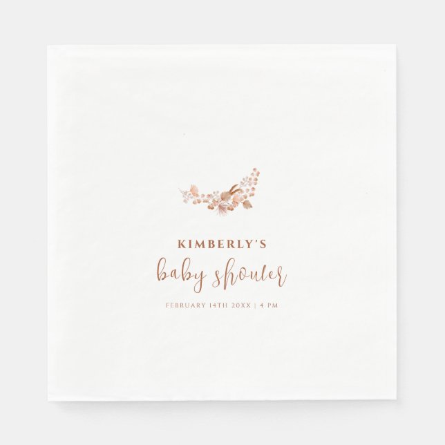 Simple Little Wildflower Boho Baby Shower Napkin (Front)