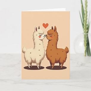 Simple Llama Love Kiss Card