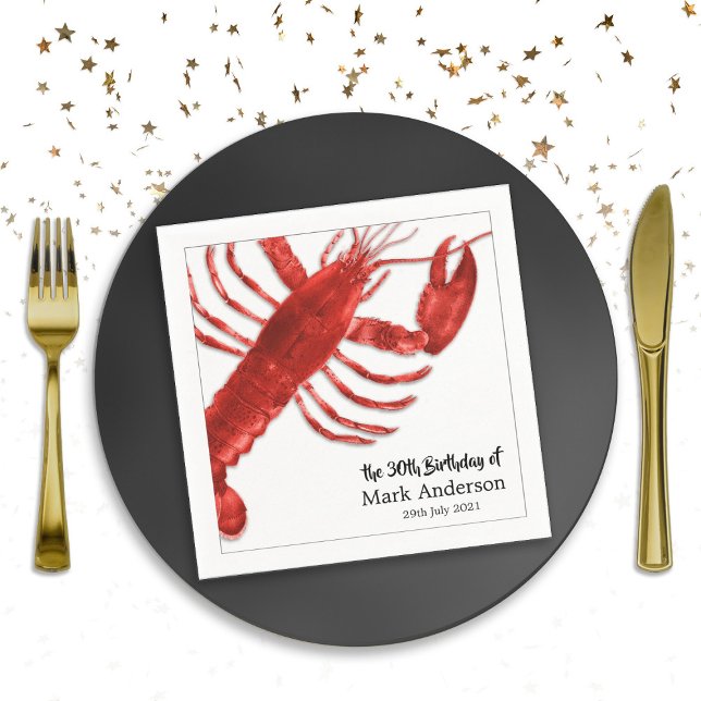 Simple Lobster Themed Birthday Party Celebration  Napkin (Simple Lobster Themed Birthday Party Celebration Napkins)