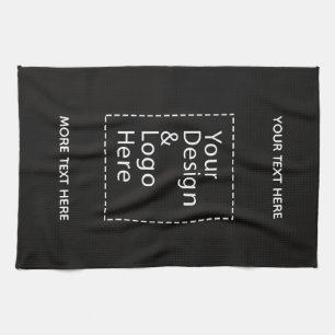 Simple Logo and DesignText Business Branding Black Tea Towel