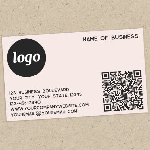 Simple Logo and QR Code Blush Pink Rectangular Sticker