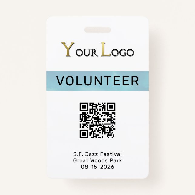 Simple Logo and QR Code Event  ID Badge (Front)
