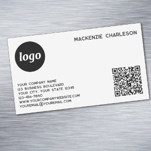 Simple Logo and QR Code Magnetic Business Card
