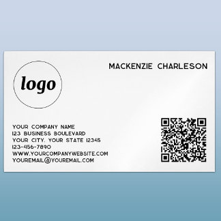 Simple Logo and QR Code Magnetic Business Card