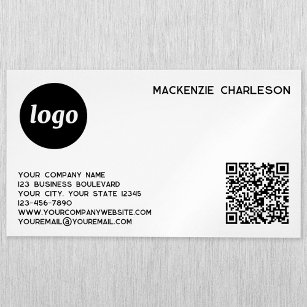 Simple Logo and QR Code Magnetic Business Card