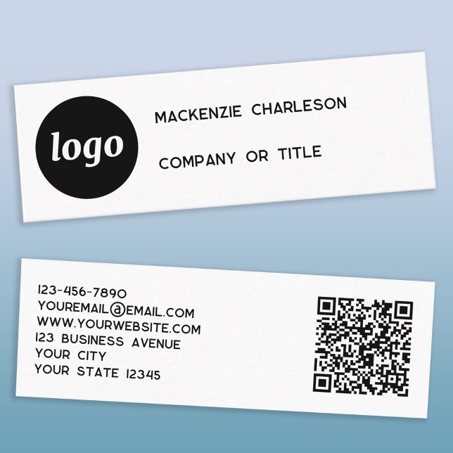 Simple Logo and QR Code Mini Business Card (Logo QR code and text custom business cards)