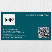Simple Logo and QR Code Teal Green