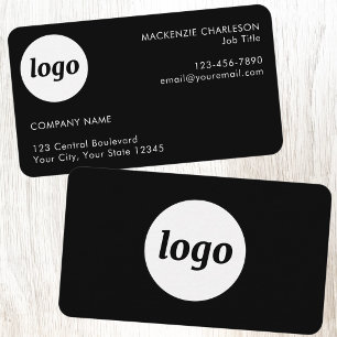 Simple Logo and Text Black Business Card