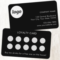 Simple Logo and Text Black Customer Loyalty Card