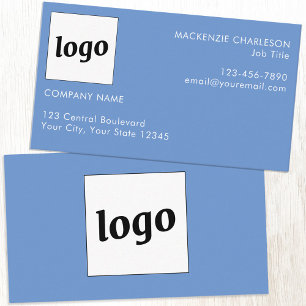 Simple Logo and Text Blue Business Card