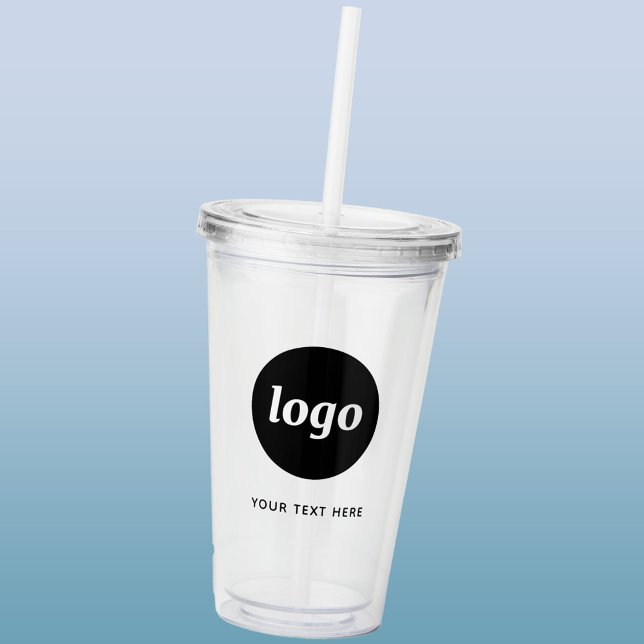 Simple Logo and Text Business Acrylic Tumbler (Logo and custom text business promotional acrylic tumbler)