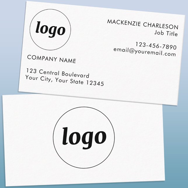Simple Logo and Text Business Card (Logo with custom text simple minimalist business card)