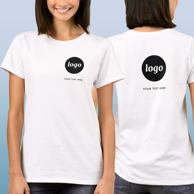 Simple Logo and Text Business Crest and Back T-Shirt (Simple logo with custom text business branding promotional t-shirt with crest and back printing)