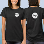 Simple Logo and Text Business Crest and Back T-Shirt<br><div class="desc">Simple logo and custom text business t-shirt with the same logo and text on the crest at the front, and at the back. Replace the logo and text with your own to customise. Wear them yourself, give them to your employees and co-workers to wear as a company uniform, sell them...</div>