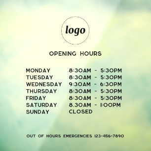Simple Logo and Text Business Opening Hours