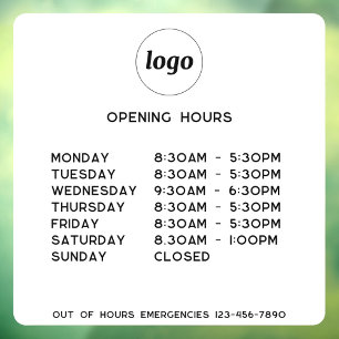 Simple Logo and Text Business Opening Hours