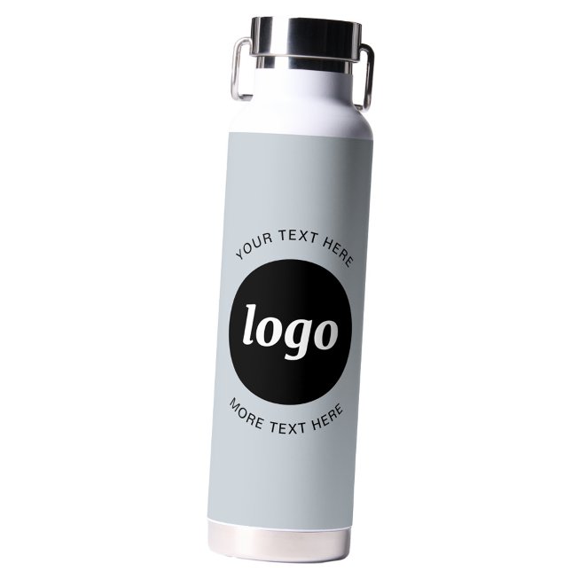 Simple Logo and Text Business Powder Blue Water Bottle (Logo with custom text business promotional powder blue water bottle)