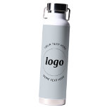 Simple Logo and Text Business Powder Blue Water Bottle<br><div class="desc">Simple logo and custom text design to foster brand loyalty and promote your small business.  Replace the logo with your own,  and change or delete the top and lower text to customise.  Perfect for promotional purposes and to give to employees,  customers and clients.</div>