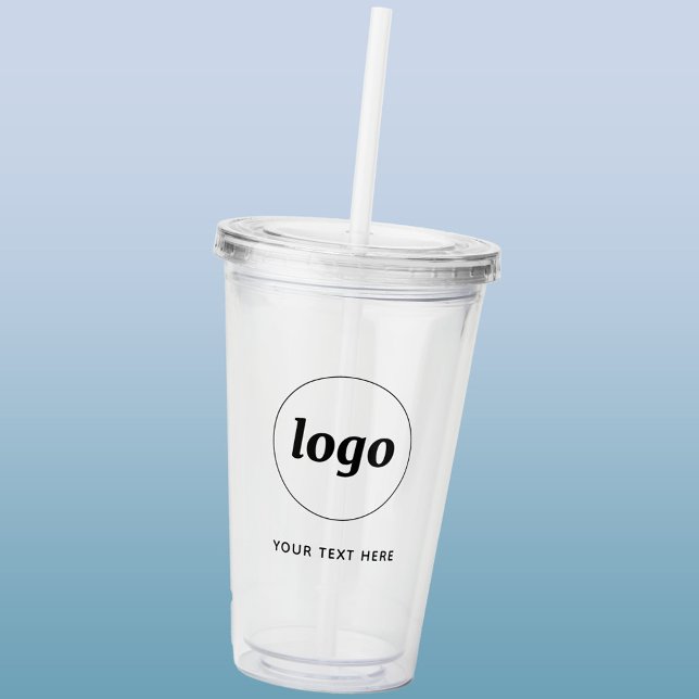 Simple Logo and Text Business Promotional Acrylic Tumbler (Simple logo with custom text business branding promotional acrylic tumbler)