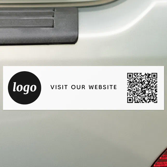 Simple Logo and Text Business QR Code Promotional Bumper Sticker | Zazzle