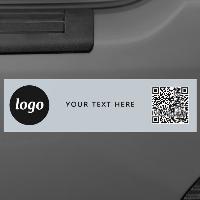 Simple Logo and Text Business QR Code Promotional Bumper Sticker (Powder blue logo with QR code and custom text promotional business car sticker)