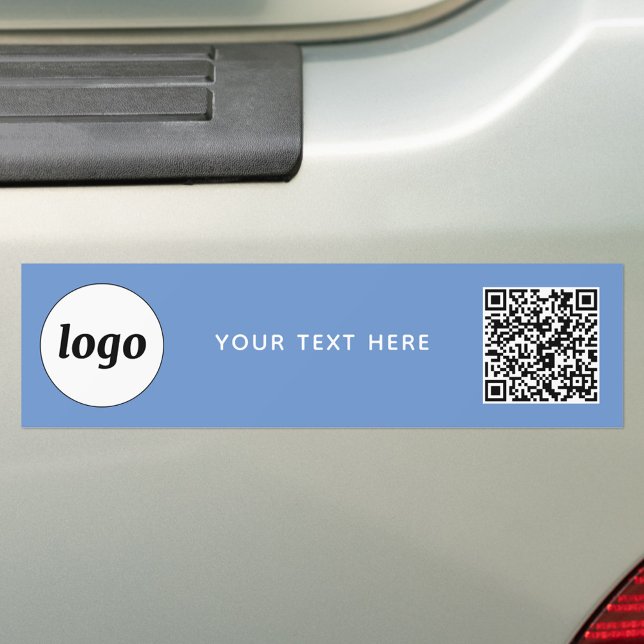 Simple Logo and Text Business QR Code Promotional Bumper Sticker (Logo with custom text and QR code business promotional branding bumper sticker)