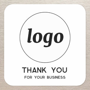 Simple Logo and Text Business Thank You Square Sticker