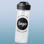 Simple Logo and Text Business Water Bottle<br><div class="desc">Simple logo and custom text design to foster brand loyalty and promote your small business.  Replace the logo with your own,  and change or delete the top and lower text to customise.  Perfect for promotional purposes and to give to employees,  customers and clients.</div>