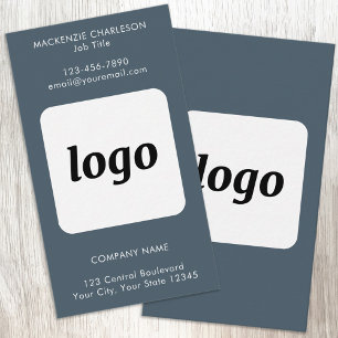 Simple Logo and Text Charcoal Gray Vertical Business Card