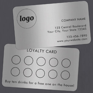 Simple Logo and Text Customer Loyalty Card Silver